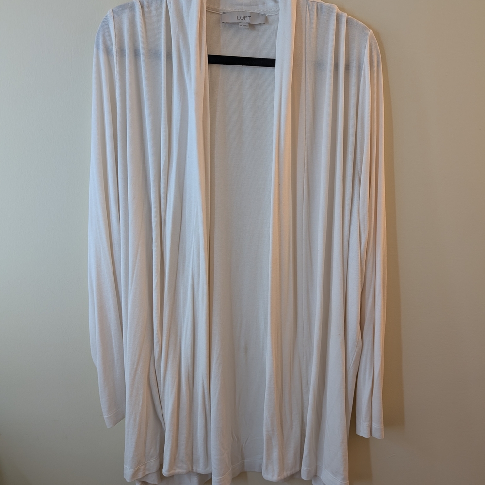 LOFT Open-Front Lightweight Cardigan in Cream
